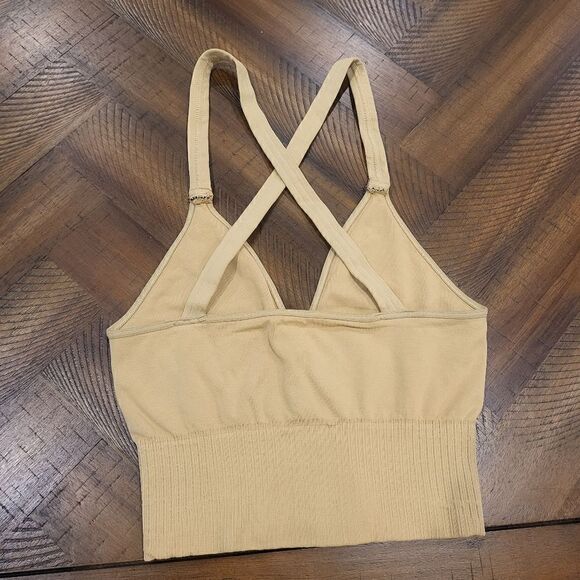 Free People Good Karma Cropped Tank M/L NWOT Gold - Picture 2 of 4